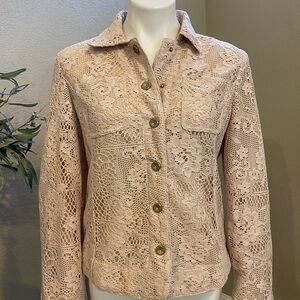 Peck & Peck Weekend Lace Button-Up Jacket